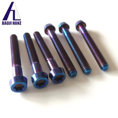 China Custom Bicycle Titanium Bolts ISO14580 Gr2 Gr5 M3 M6 M10x110mm Titanium Torx Head Screws for sale