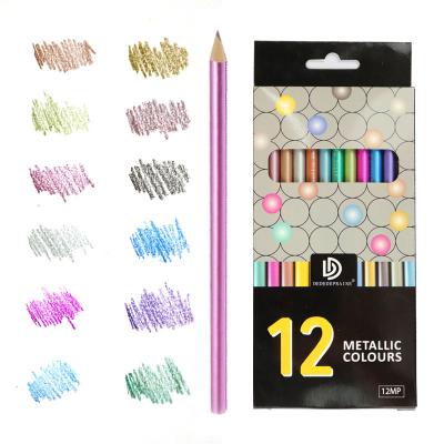 China office & School Pencil 12pcs Metallic Non-Toxic Colored Drawing Pencils Coloring Set 12 Drawing Sketching Pencil 12colors for sale