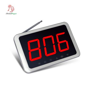 China Wireless Restaurants 433.92Mhz One Group 3 Digits Call Number Monitor Fixed Or Desktop Screen With Silver Aluminum Frame for sale