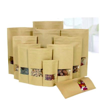 China Recyclable Food Packaging Nut Tea Lock Zipper Independence Window Chinese HD Date Holder Bag Kraft Paper Pouch for sale