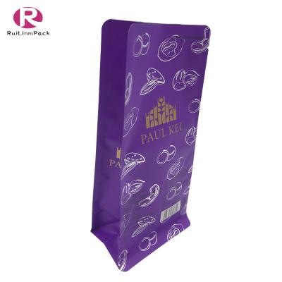 China Recyclable Custom Packaging Plastic Material Coffee Bag Flat Bottom Packaging Bag for sale