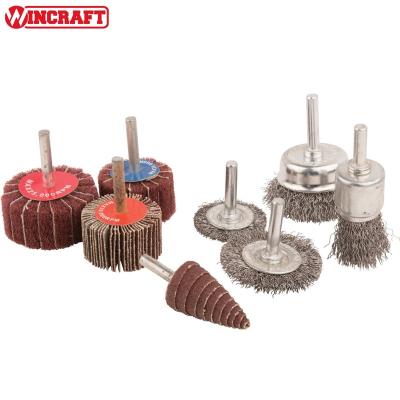 China Rust removal 8 pc Assorted Wire Brush and Flap Wheel Set for sale