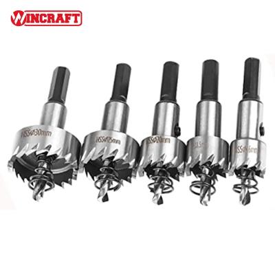 China Wood Drilling 5pcs High Quality HSS Drill Bit Hole Saw Set 16-30mm Drill Bits Metal Hole Saw Set for Cutting Thin Iron for sale