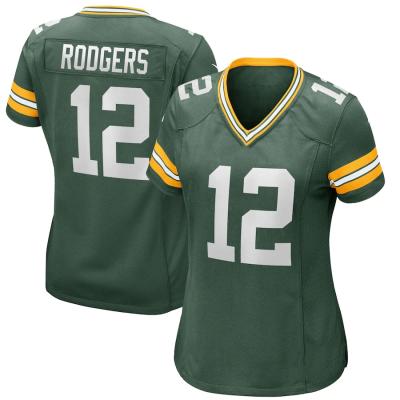 China Breathable Wholesale Green Bay City Stitched Womens American Football Jersey Packer Green Team Uniform 12 Aaron Rodgers 33 Aaron Jones for sale