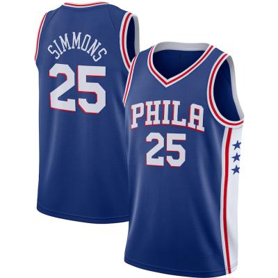 China Wholesale Men's Philadelphia Breathable City 76er Logo Basketball Uniforms Retro Jersey Custom Embroidered 25 Royal Simmons 21 Embiid for sale