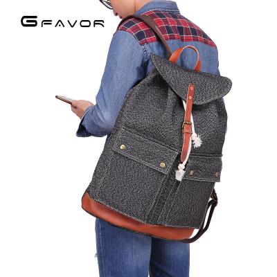 China Custom Sale YD-5386 Waterproof Warm Durable Canvas Travel Backpack Backpack With Crazy Horse Leather for sale