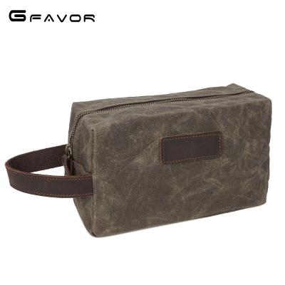 China Eco-friendly waterproof packaging waxed canvas unisex cosmetic toiletry bag OEM ODM travel make up bag washed for traveling for sale