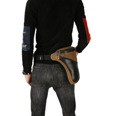 China 100% Genuine Leather Eco-friendly Mens Motorcycle Bags, Retro Canvas Waist Pack Messenger Shoulder Drop Leg Bag Made in China for sale