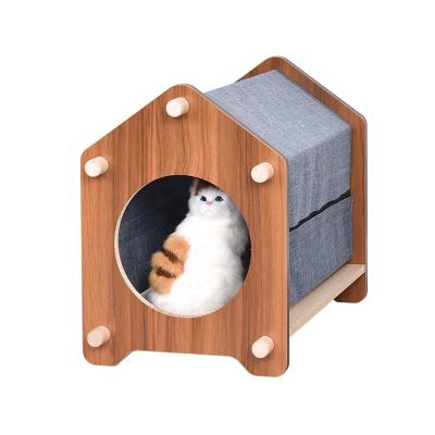 China Small Viable Newcomer Portable Wood Cat House Cat Cage for sale