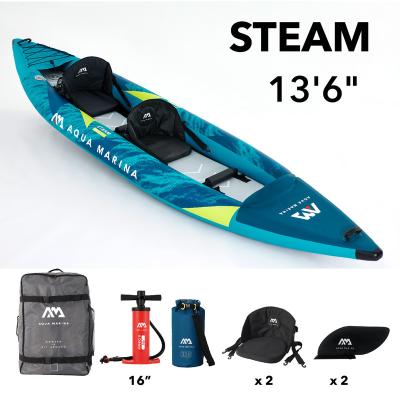 China Reinforced PVC 0.7mm 500Dtex and Kayak Deck DWF Inflatable Soft PVC Aqua Marina Steam-312 Whitewater Kayak 1 Person. DWF platform. Reinforced PVC for sale