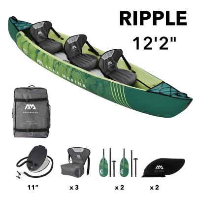 China PVC Aqua Marina Ripple-370 inflatable recreational canoe - 3 person. Inflatable deck. 2-in-1 canoe and kayak for sale