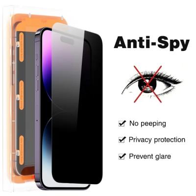 China Mobile Phone Wholesale Anti-spy Privacy Filter Glass Screen Protector with Installation Tray for Iphone 15 14 13 12 11 for sale