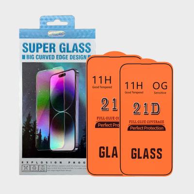 China Mobile Phone Wholesale Anti-scratch 21D Mobile Tempered Glass Screen Protector for Iphone Samsung Tecno Infinix for sale