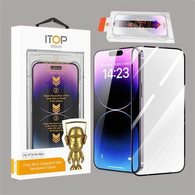 China Mobile Phone ITOP Dust Proof Tempered Glass Screen Protector with Installation Tray for Iphone 14 pro max 13 pro 12 mini for sale