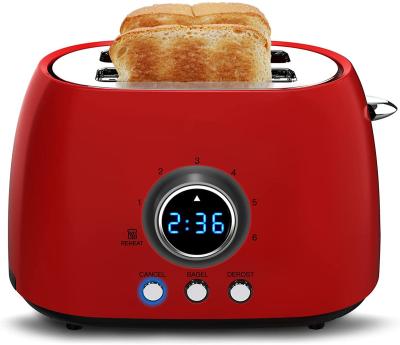 China Retro Easy To Use/Clean Toaster 2 Electric Automatic Bread Slice Stainless Steel Toaster Bread Toaster With Digital Timer for sale