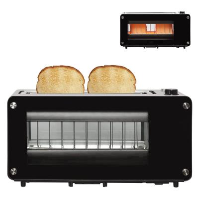 China New Easy To Use/Clean Warm Glass See Window Electric Toaster Small 2 Slice Bread Toasters Kitchen Appliances for sale