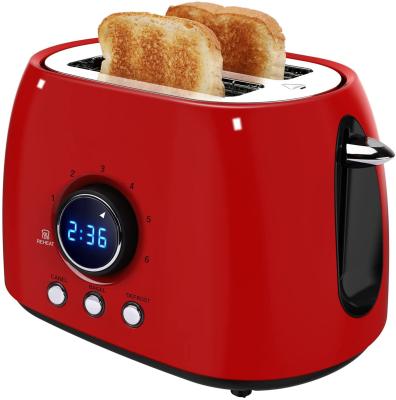 China Retro Toaster Easy To Use/Clean 2 Slice 6 Shade Set Bread Toaster Stainless Steel Bagel Toaster With Digital Timer for sale