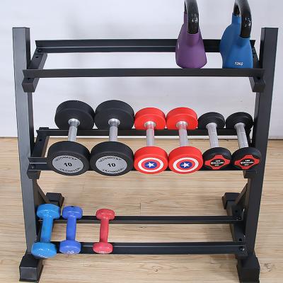 China SD-DR03 Factory Price Premium Dumbbell Rack Gym Storage Home Commercial Vertical Row Fitness 3 Tier for sale