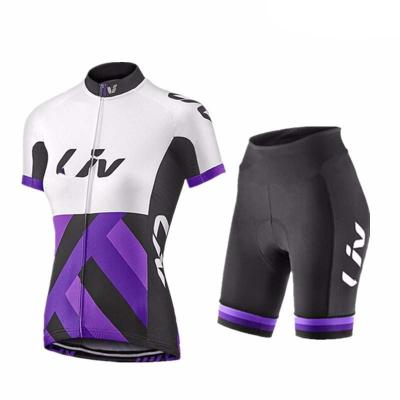 China Outdoor Riding Customization Wholesale Mountain Bike Wear Women's Anti-UV Short Sleeve Cycling Bib Overalls Suit for sale