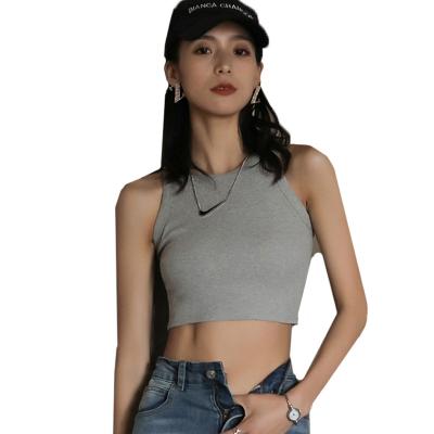 China Anti-Wrinkle Spring/Summer Ladies Bottoming Shirt Black Gray Sleeveless Rib Knit Bottoming Short T-shirt Women Invest Shirt T-shirt Tops for sale