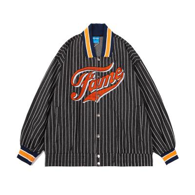 China 2022 New Retro Baseball Uniform American Embroidered Striped Jacket Men's Spring And Autumn Couples Jackets Street Hip-hop QUICK-DRY Jacket for sale