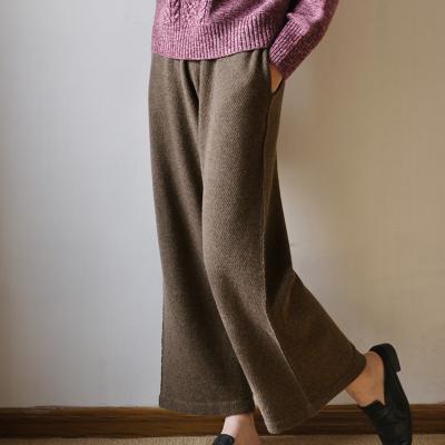 China Spring Autumn Winter Women's Breathable Ladies Pure Knitted Cashmere Lounge Pants Wide Leg Pants Trousers Women for sale