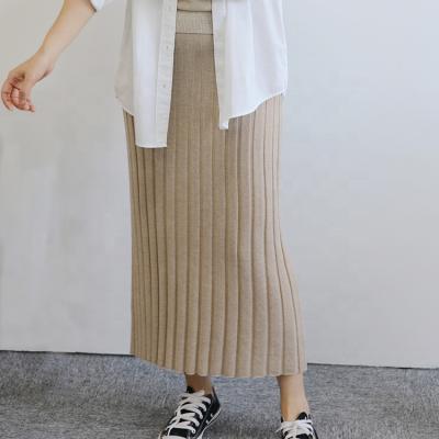 China Spring Autumn Winter Women Breathable Rib Knitted Cashmere No Merino Wool Blend Rib Pencil Back Skirt Cashmere for sale