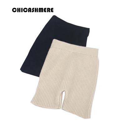 China Breathable Home Wear Lounge Wear Rib Knitted Cashmere Women Leisure Biker Yoga Shorts For Women for sale