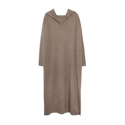 China Oversized Sweater Women Cashmere Long Sleeve Breathable Hoodie No Merino Wool Dress With Kangroo Pockets for sale