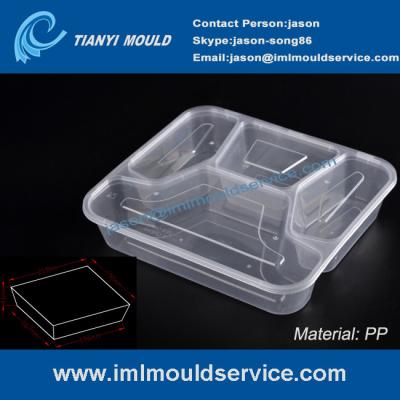 China disposable 4 compartment plastic thin wall lunch PP container and box mould for sale