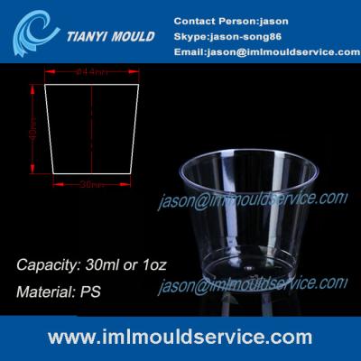 China clear small thin wall PS plastic disposable cups mould with 30ml for sale