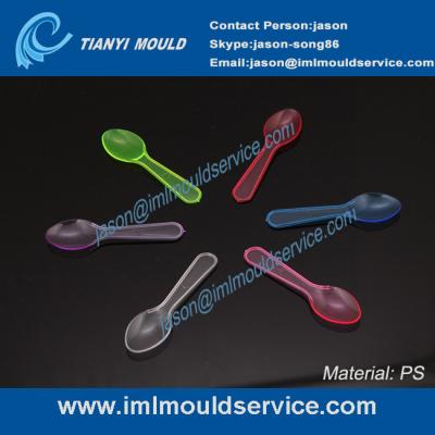 China PS colored plastic disposable tasting spoon/ coffee spoon/ dessert spoon/cake spoon mould for sale