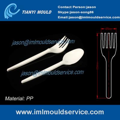 China PP disposable plastic cake /salad chopping forks and spoons mould manufacturers for sale