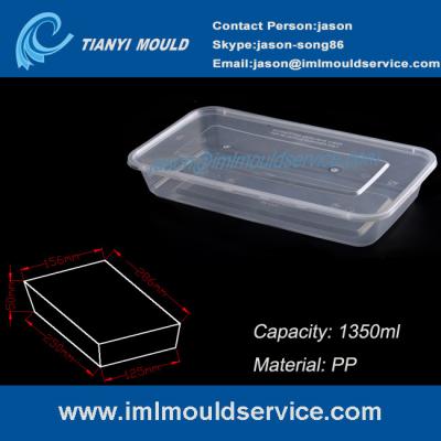 China PP 1350 ml clear thin wall plastic rectangular boxes and plastic takeaway container mould for sale