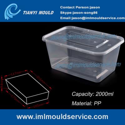 China thin wall plastic lunch food storage containers /plastic rectangular boxes mould 2000ml for sale