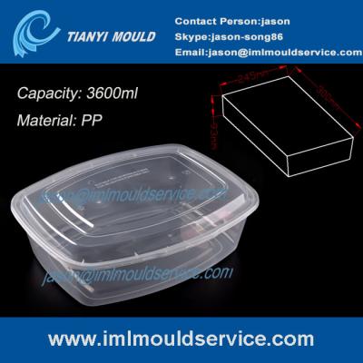 China PP clear 3600ml thin wall plastic stackable food /vegetable storage containers mould for sale