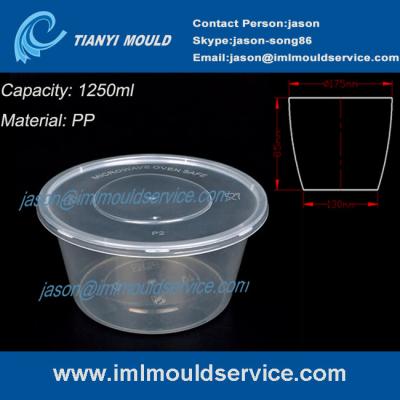 China 1250ml disposable plastic microwave bowl mold/disposable plastic salad bowl with lid mold for sale