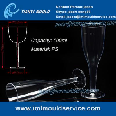 China PS clear disposable plastic champagne glasses cup mould/wedding plastic wine glasses mold for sale