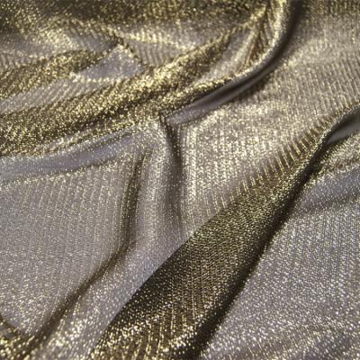 China Pure Metallic Silk Lurex Georgette Jacquard Fabric Silk Fabric With Gold Lurex Silk Jacquard Fabric for sale