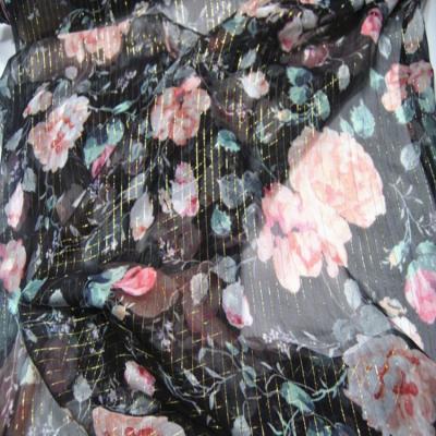 China Jacquard Silk Fabric Pure Metallic Lurex Silk Fabric With Metallic Jacquard Lurex Chiffon Silk Fabric for sale