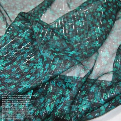 China Sheer Metallic Lurex Silk Fabric With Metallic Jacquard Lurex Chiffon Silk Fabric In Stock for sale