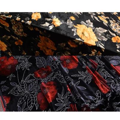 China Pure Printed Silk Velvet Fabric For Beautiful Big Flower Spring And Autumn Silk Velvet for sale