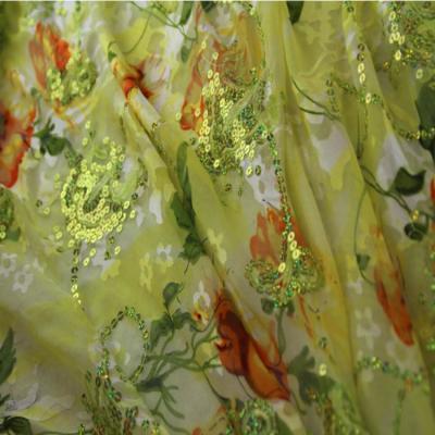 China Pure African Flower Floral Print Burnout Silk Fabric Silk Fabric By The Meter for sale