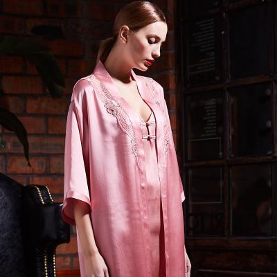 China QUICK DRY Women's Kimono Long Robes Sleepwear Ladies Silk Satin Nightgown for sale