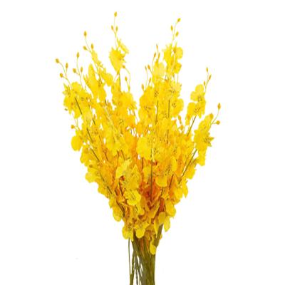 China Wholesale Dancing Yellow Short Orchids Bouquet Artificial Flower SILK Wedding Silk Flower Groups for sale