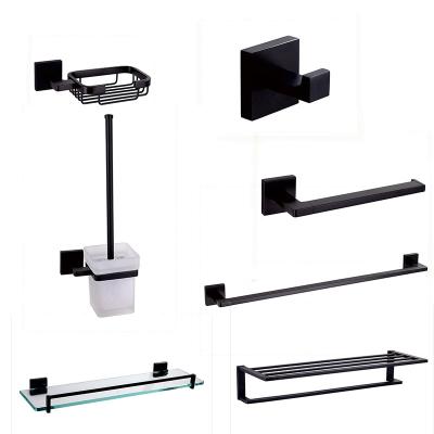 China Towel rack set viable black bathroom accessory for sale