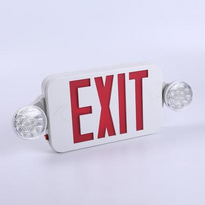 China Safety Amazon Ebay Top Selling ABS Led Rechargeable Combo Fire Emergency Light Exit Sign With Battery Holder for sale