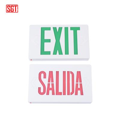 China US standard LED emergency light SALIDA exit led emergency exit sign light with battery holder for sale