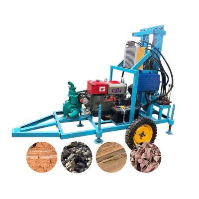 China High efficiency 80m 100m 150m 200m high depth drilling diesel engine portable water well drilling rig small portable rotary machine for sale