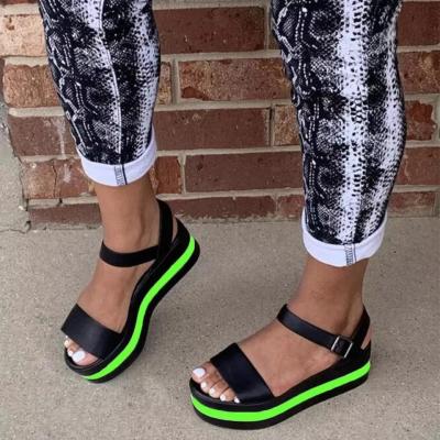 China 2021 Breathable SaraIris Mix Color Buckle Strap Platform Sandals Women Summer Sandals Ladies Thick Bottom Casual Shoes for sale